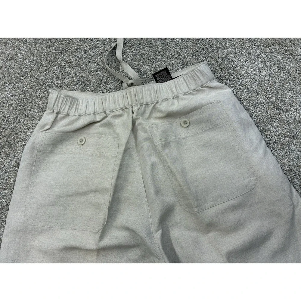 Cubavera Men's Linen Blend Casual Drawstring Pants Beige Small (28-30) #0405